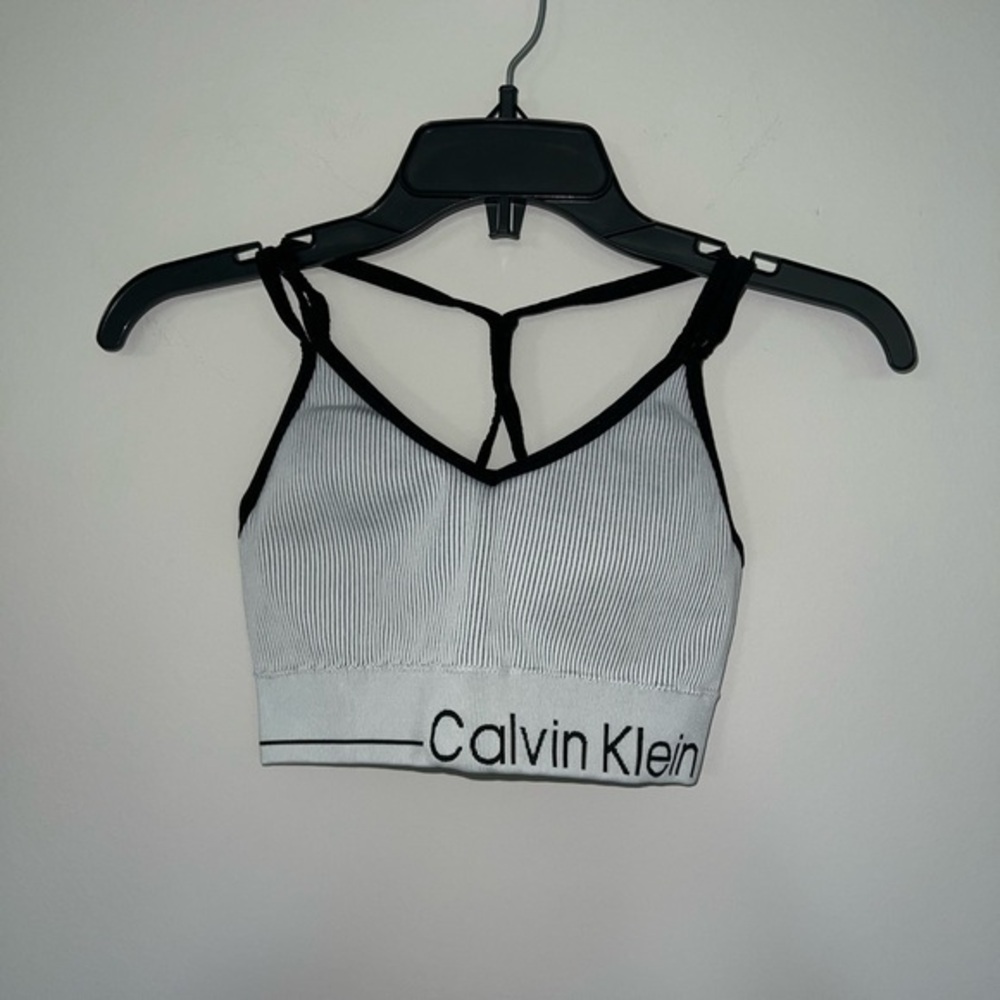 light grey and black Calvin Klein Sports Bra with padding Small